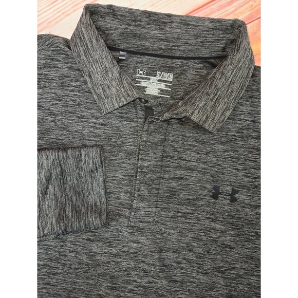 Under Armour Loose Fit Long Sleeve Polo Shirt XL Gray Heather Lightweight - Picture 4 of 8
